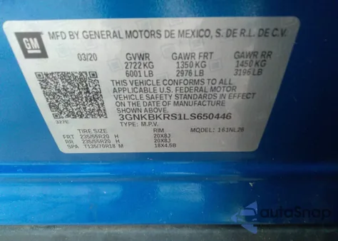 2020 Chevrolet Blazer Awd Rs from USA, damaged, VIN 3GNKBKRS1LS650446